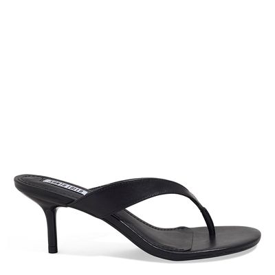 Mule De Dedo Couro Pelica Soft Preto Salto Fino