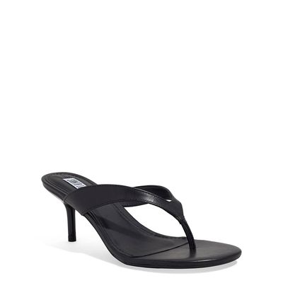 Mule De Dedo Couro Pelica Soft Preto Salto Fino