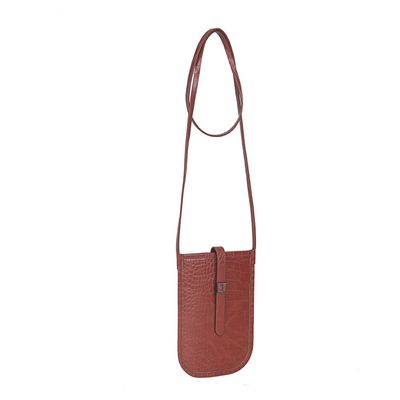 Bolsa Croco Alto Brilho Marrom Rust