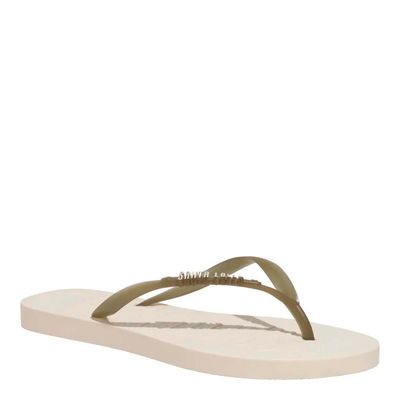 Chinelo Borracha Bico Redondo Off White