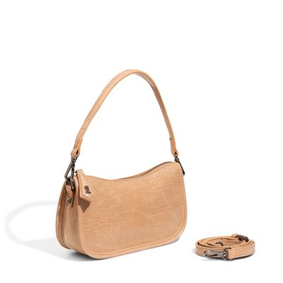 Bolsa Croco Alto Brilho Areia