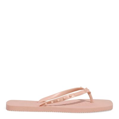 Chinelo Flip Flop Borracha Laranja Cream Bico Quadrado Spikes