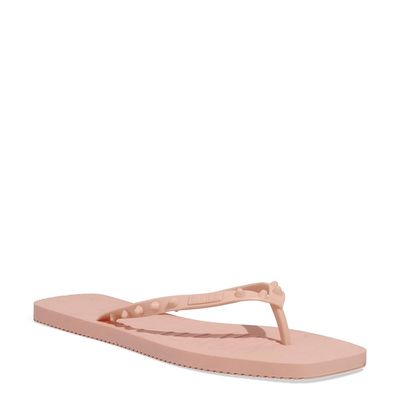 Chinelo Flip Flop Borracha Laranja Cream Bico Quadrado Spikes