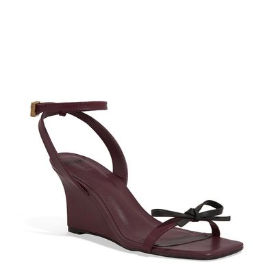 Sandália Anabela Couro Soft Vermelha