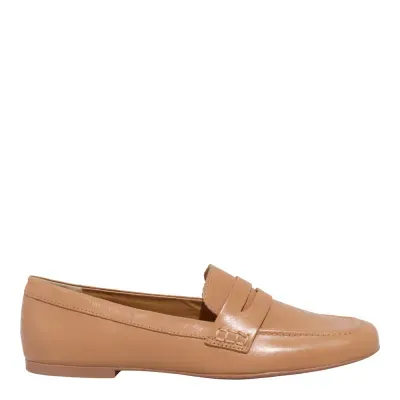 Mocassim Couro Soft Bico Quadrado Bege