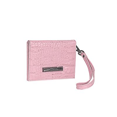 Carteira Croco Alto Brilho Rosa Chiclete