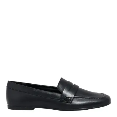 Mocassim Couro Soft Bico Quadrado Preto