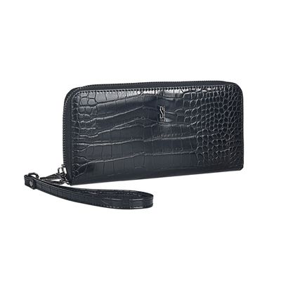 Carteira Croco Alto Brilho Preto
