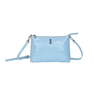 Bolsa Croco Alto Brilho Azul Nuvem