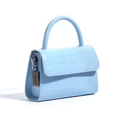 Bolsa Croco Alto Brilho Azul Nuvem