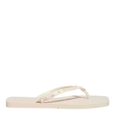 Chinelo Flip Flop Borracha Off White Bico Quadrado Spikes