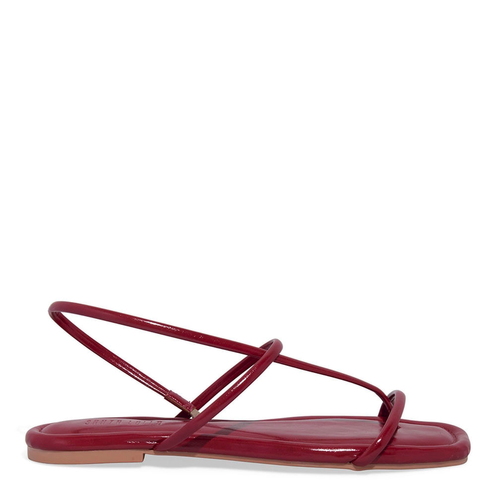 Rasteira Tiras Napa Vermelho Bordô - Santa Lolla