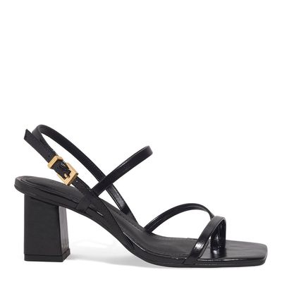 Sandália Napa Salto Grosso Preta