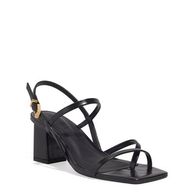 Sandália Napa Salto Grosso Preta