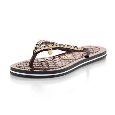 Rasteira Flip Flop Corrente Dourada Vinho