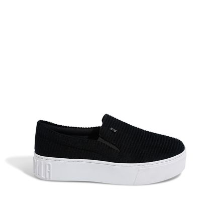 Tênis Slip On Veludo Cotele Preto