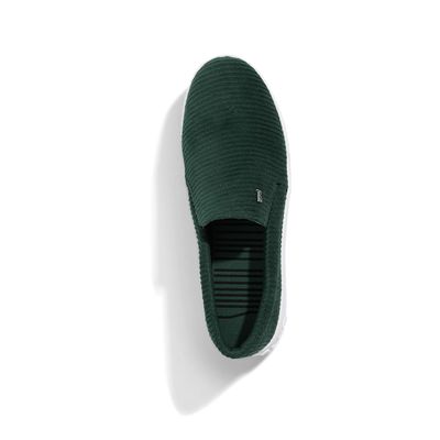 Tênis Slip On Veludo Cotele Verde Militar