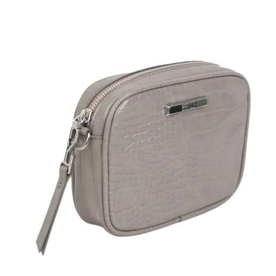 Bolsa Couro Croco Pequena Cinza