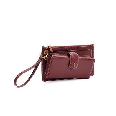 Kit Necessaire Alça De Mão e Carteira Material Rustico Roxo Berry