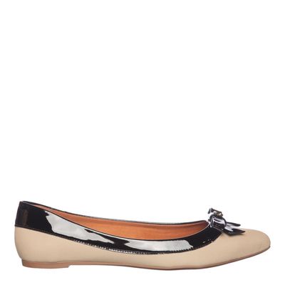 Sapatilha De Bico Fino Bege com Laço