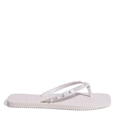 Chinelo Flip Flop Borracha Branco Bico Quadrado Spikes