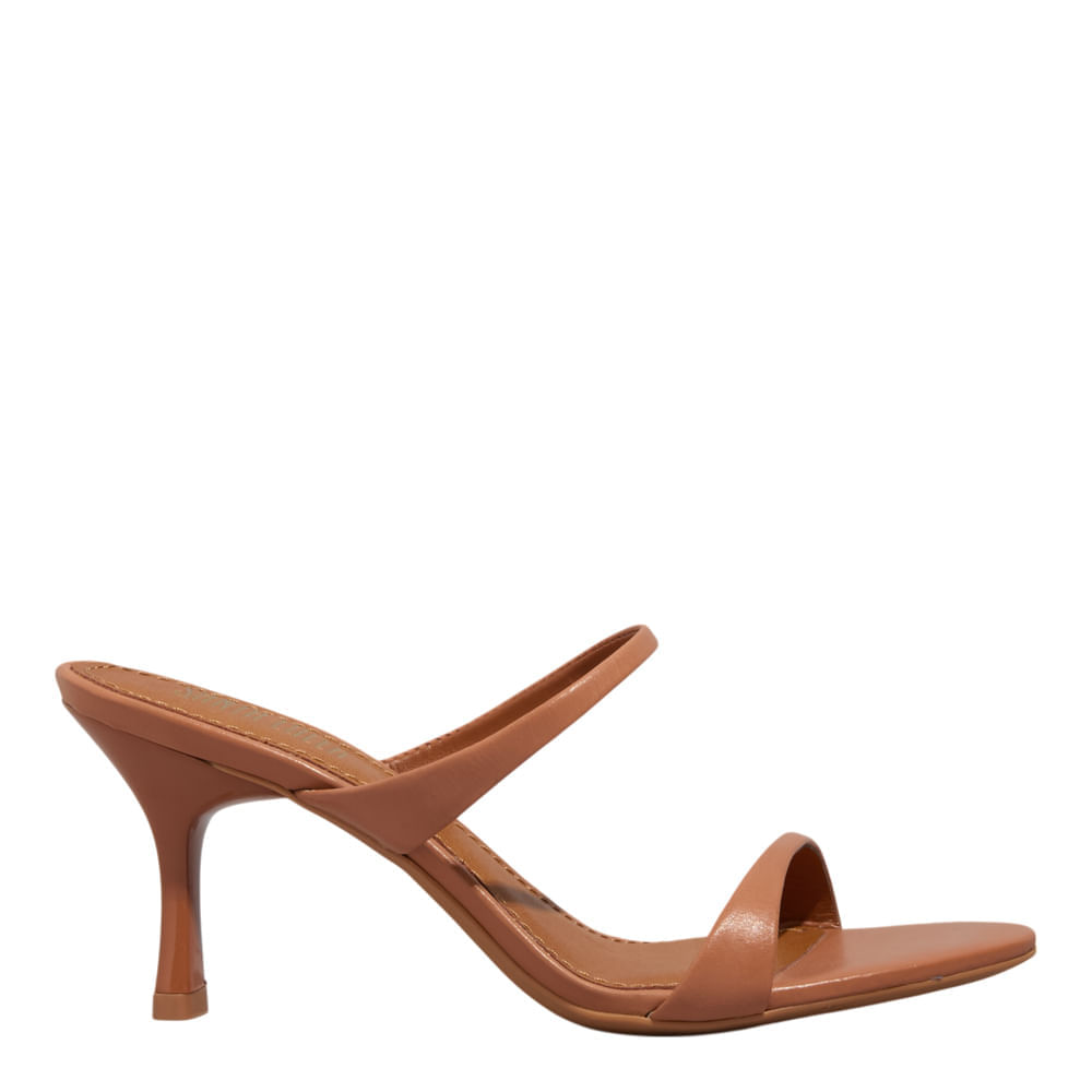 Mule Couro Pelica Soft Bege Salto Alto Fino - Santa Lolla