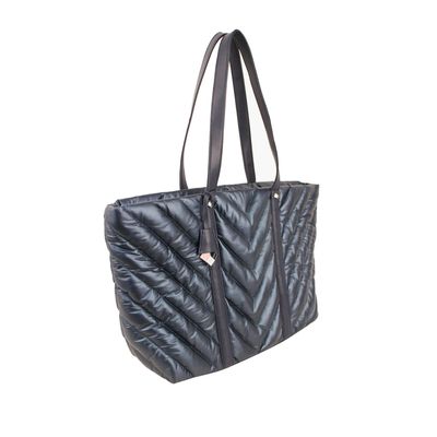 Bolsa Shopper Nylon Metalizada Azul Marinho