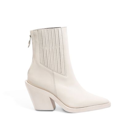 Bota Western Off-White Couro Cano Médio