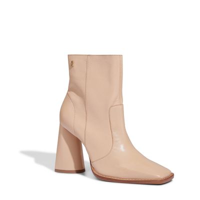Bota Nude Couro Cano Médio