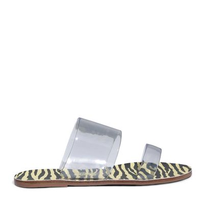Rasteira Napa Santorine Zebra Verde Lemon