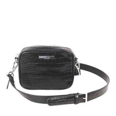 Bolsa Couro Croco Pequena Preto