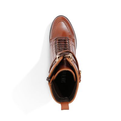 Bota Meia Pata Marrom Couro Salto Alto