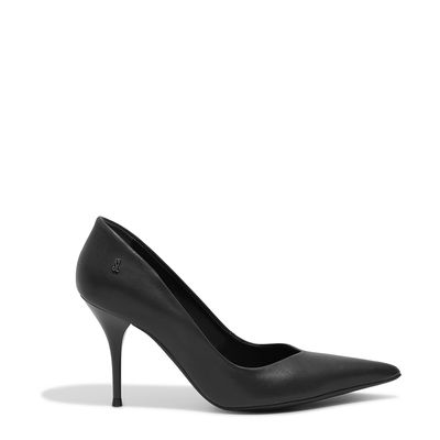 Scarpin Couro Pelica Preto Bico Fino
