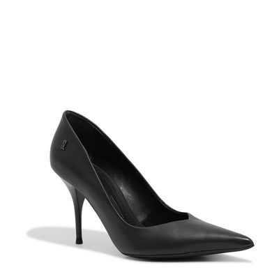 Scarpin Couro Pelica Preto Bico Fino