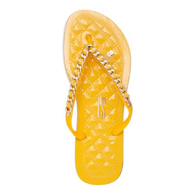 Chinelo Flip Flop Matelassê Verniz Amarelo