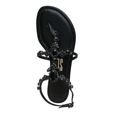 Rasteira napa santorine preto