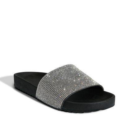 Chinelo Slide Borracha Preto Brilho