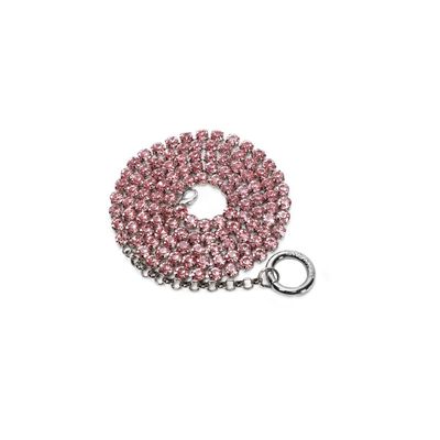 Cinto Corrente Metalizada Pedraria Cristal Rosa