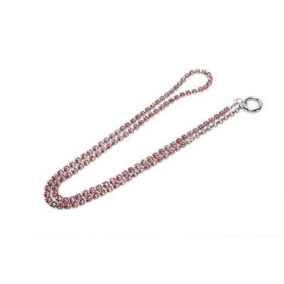 Cinto Corrente Metalizada Pedraria Cristal Rosa