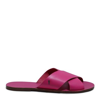 Rasteira Couro Nobre Hot Pink