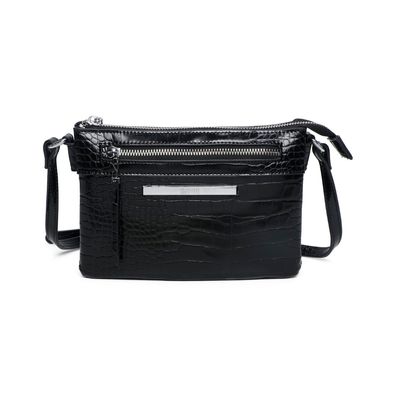 Bolsa Croco Alto Brilho Preto