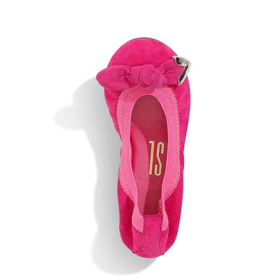 Sapatilha Retrátil Infantil Pink Camurça Com Laço