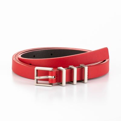 Cinto Passante Prateado Vermelho