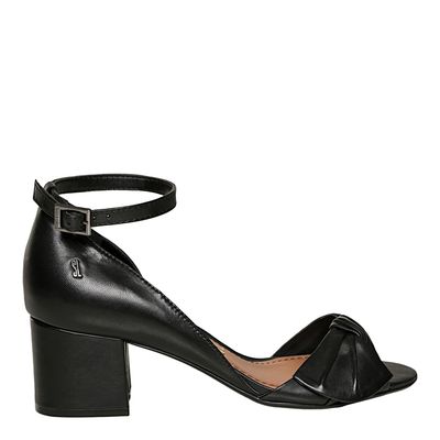 Peep Toe Couro Pelica Soft Preto