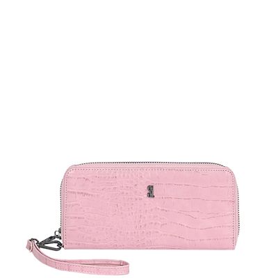 Carteira Croco Alto Brilho Rosa Chiclete