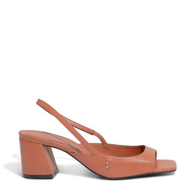 Peep Toe Couro Pelica Soft Safari