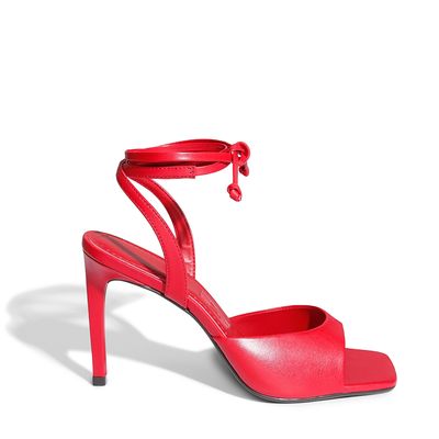 Peep Toe Couro Pelica Premium Vermelho Chilli