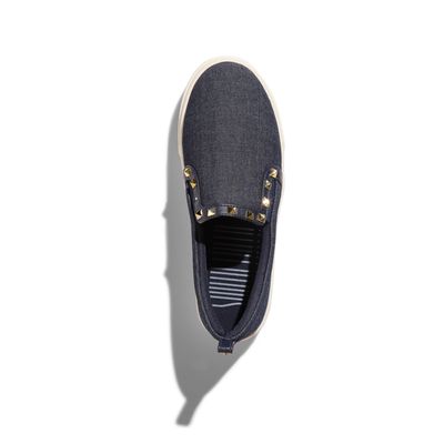Tênis Slip On Azul Jeans Tachas