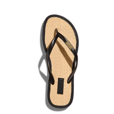 Flip Flop Palha Preto e Bege