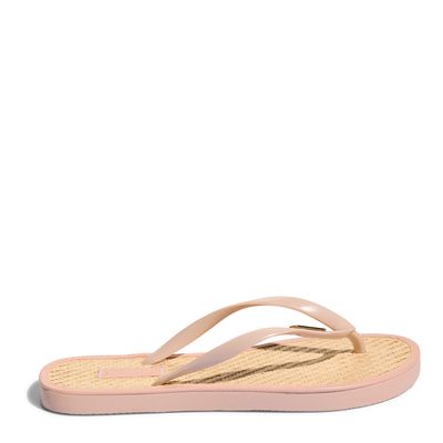 Flip Flop Palha Rosa e Bege